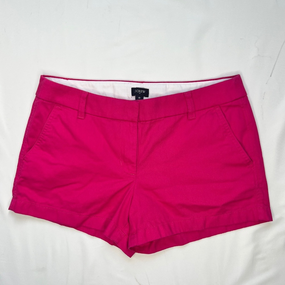 J Crew Women 100% Cotton Re-imagined Hot Pink Chino Shorts Sz 8